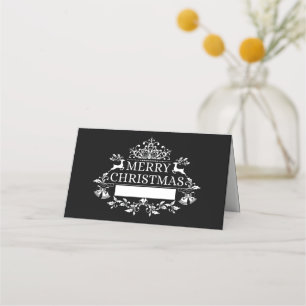 Christmas Party Name Place Card-B&W Place Card