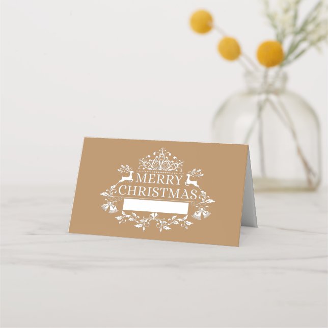 Christmas Party Name Place Card-Golden Place Card (Front)
