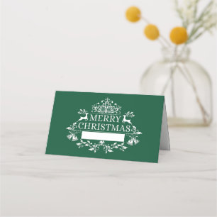 Christmas Party Name Place Card-Green Card