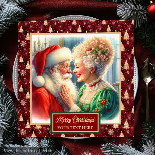 Christmas Party Napkins Red Gold Green Santa