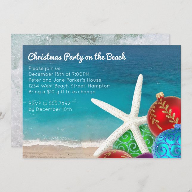 Christmas Party on the Beach Invitation (Front/Back)