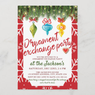 Christmas Party Ornament Exchange Invitation