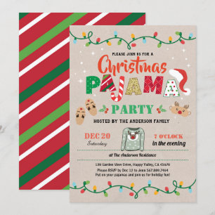 Christmas party pajama holiday party adult invitation