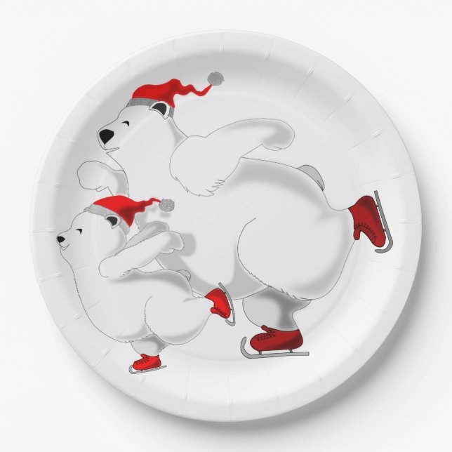 Christmas Party Paper Plates Happy Family Bears (Front)