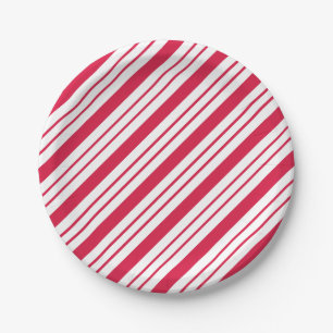 Christmas Party Peppermint Candy Cane Paper Plates