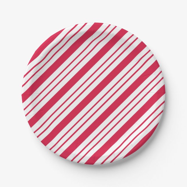 Christmas Party Peppermint Candy Cane Paper Plates (Front)