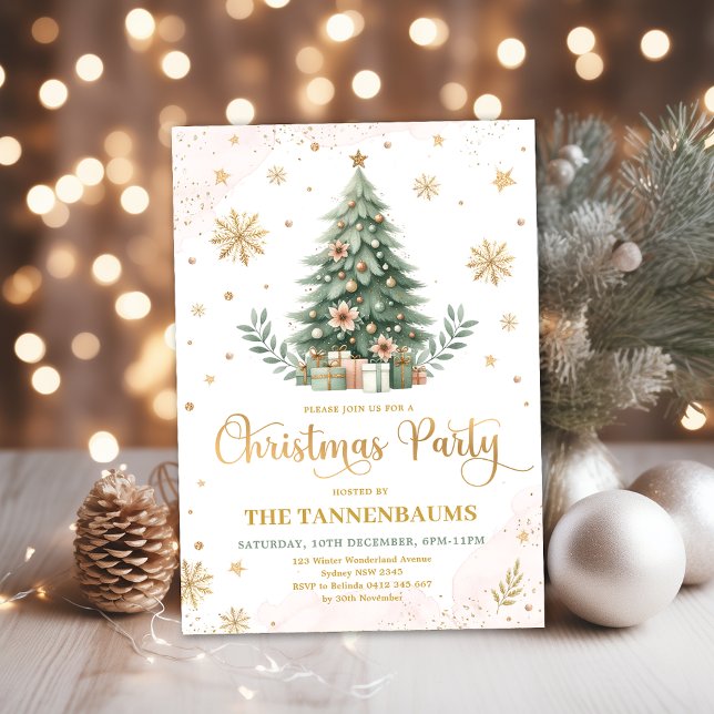 Christmas Party | Pink Gold Winter Holiday Invitation (Creator Uploaded)