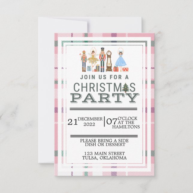 Christmas Party Pink Nutcracker Ballet Invitation (Front)