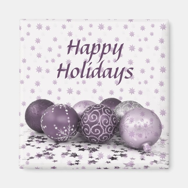 Christmas Party Pink Purple Ornaments Snowflakes Magnet (Front)
