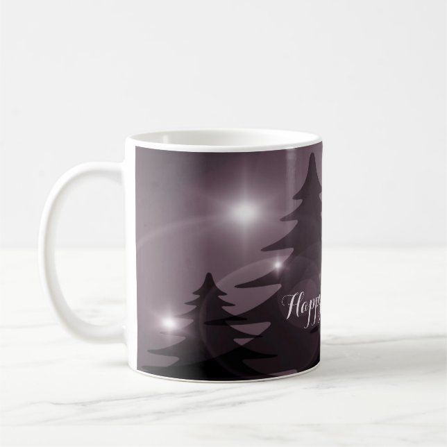 Christmas Party Pink Trees Holiday Winter Elegant Coffee Mug (Left)