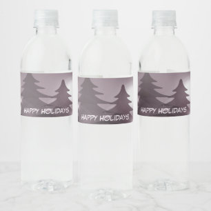 Christmas Party Pink Trees Holiday Winter Elegant Water Bottle Label
