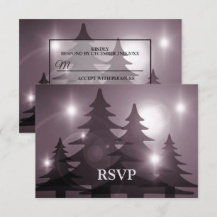 Christmas Party Pink Trees Holiday Winter Rustic RSVP Card
