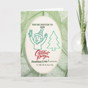 Christmas Party Plant Abstract Invitation