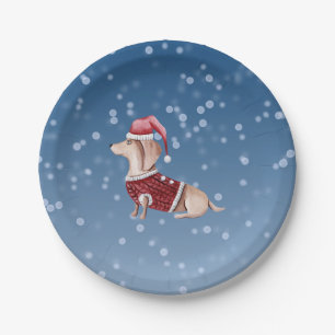 Christmas Party Plates Dachshund Dog  Paper Plates