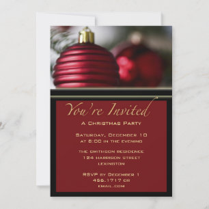 Christmas Party Red Balls Invitation