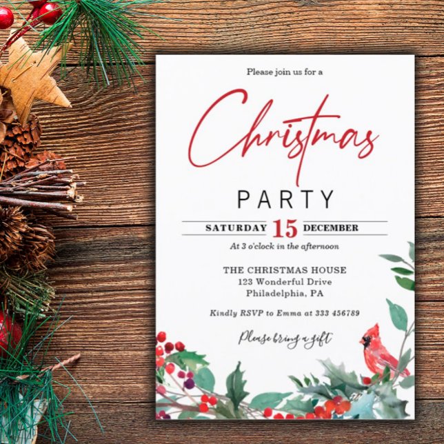 Christmas Party Red Cardinal Invitation (Creator Uploaded)