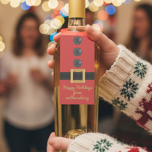 Christmas Party Red Elf Santa Suit Festive Bottle Tag