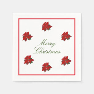 Christmas Party Red Floral Watercolour  Napkin