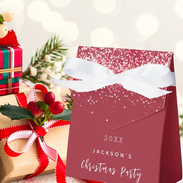 Christmas Party red glitter elegant modern Favour Box (Creator Uploaded)