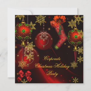 CHRISTMAS PARTY Red Gold Holiday Corporate Invitation