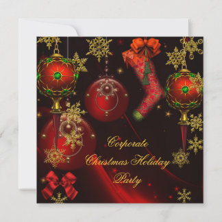 CHRISTMAS PARTY Red Gold Holiday Corporate Invitation