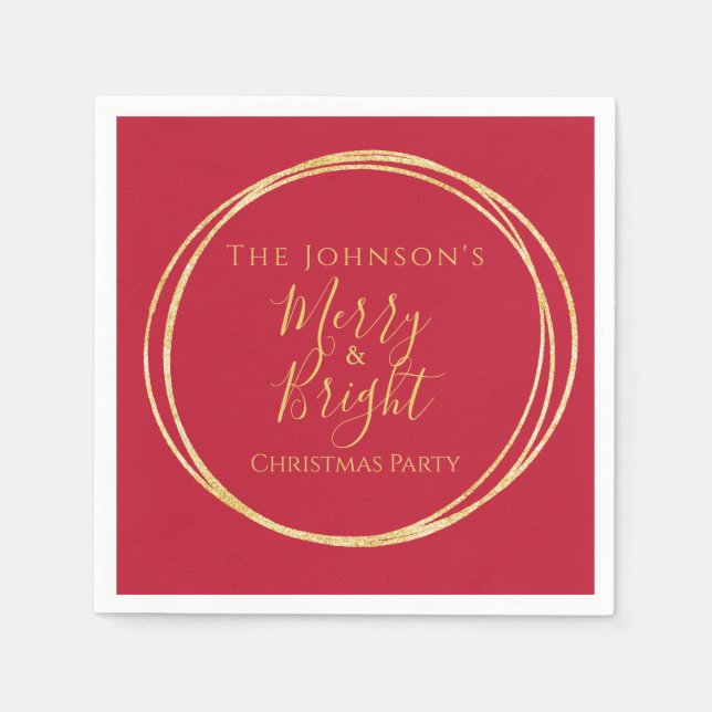 Christmas Party Red Gold Napkin (Front)