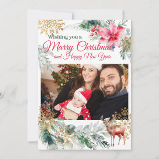 Christmas Party Red Poinsettia Holiday Card