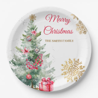 Christmas Party Red Poinsettia Paper Plate