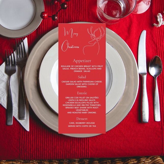 Christmas party red reindeer dinner menu (Creator Uploaded)