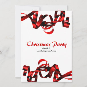 Christmas party red ribbons elegant stylish invitation