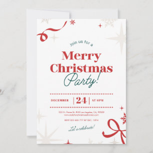 Christmas Party Red Typography Simbols Invitation