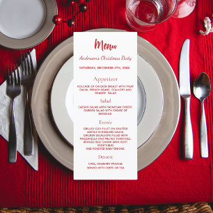 Christmas party red white dinner menu card