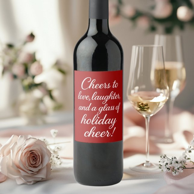 Christmas party red white love laughter cheer wine label (Creator Uploaded)