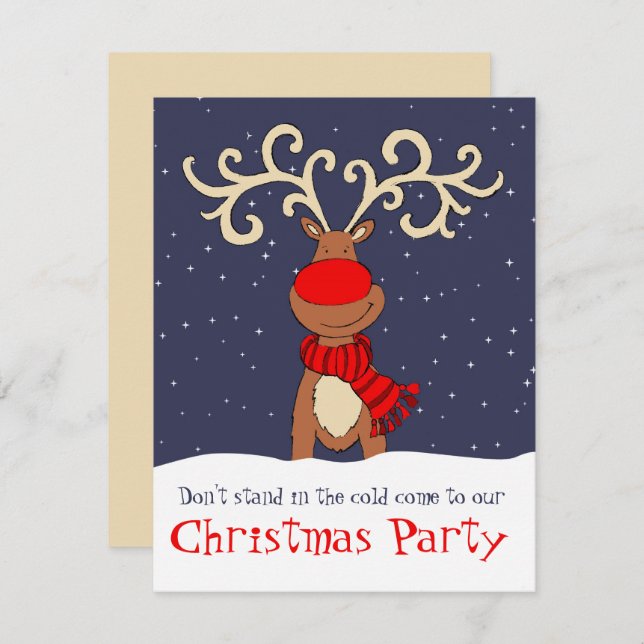 christmas party reindeer come in invitation (Front/Back)