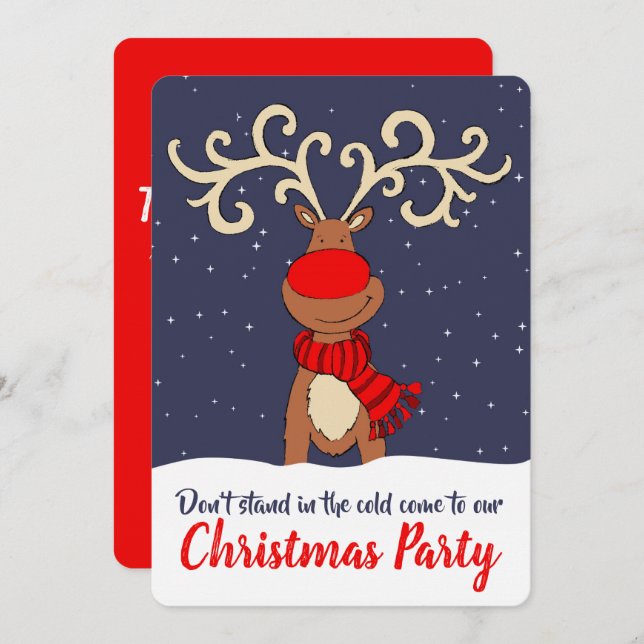 Christmas party reindeer come in invitations (Front/Back)