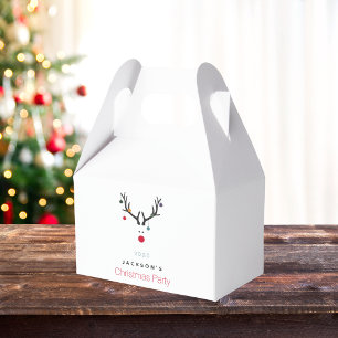 Christmas party reindeer modern family name favour box
