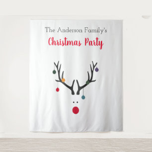 Christmas party reindeer white minimalist funny tapestry