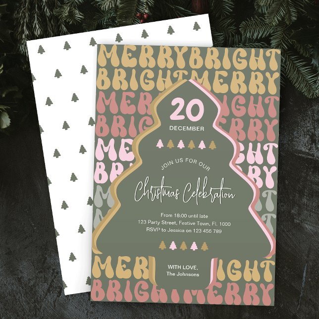 Christmas Party Retro Groovy Colourful Fun Festive Invitation (Stand out and impress with this retro fun Christmas Party Invitation design)
