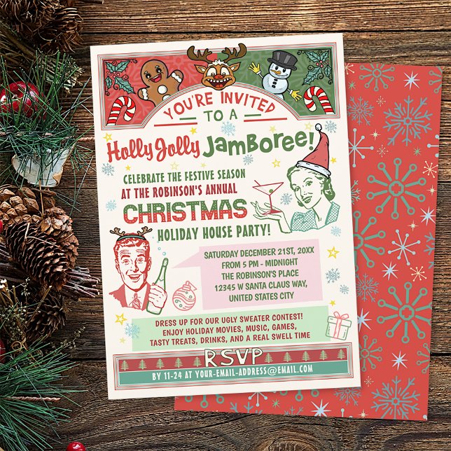 Christmas Party Retro Midcentury Winter Xmas Humou Invitation (Creator Uploaded)