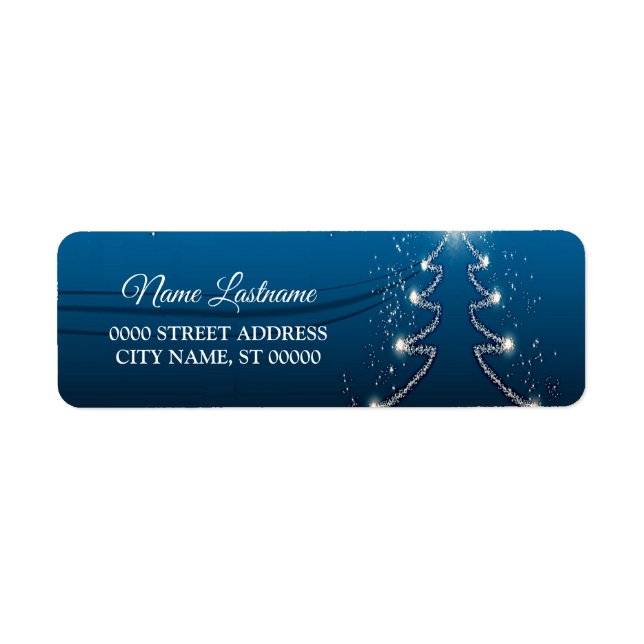 Christmas Party Return Address Reindeer Blue White Label (Front)