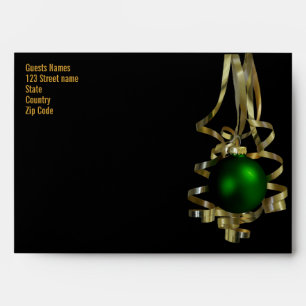 Christmas party ribbons card invitation baubel envelopes