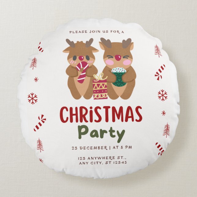 Christmas Party Round Pillow (Front)