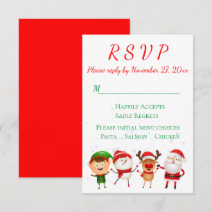 Christmas Party RSVP Red Green Santa Holiday Invitation