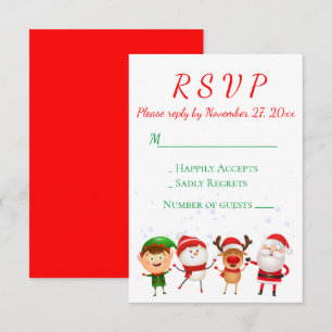 Christmas Party RSVP Red Green Santa Holiday Invitation