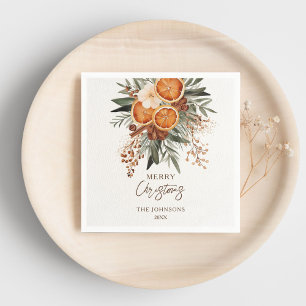 Christmas Party rustic citrus botanical printed Napkin