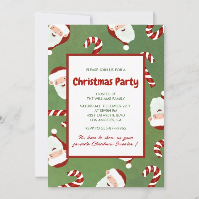 Christmas Party  Santa Barley Sugar Invitation (Front)