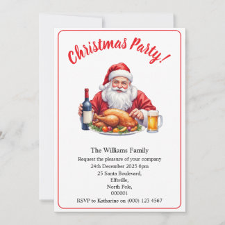 Christmas Party Santa Claus Design Xmas Invitation