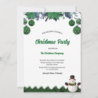 Christmas Party Santa Claus Modern in Green Invita Invitation