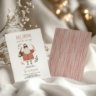 Christmas Party Santa Eat Drink Be Merry  Invitation