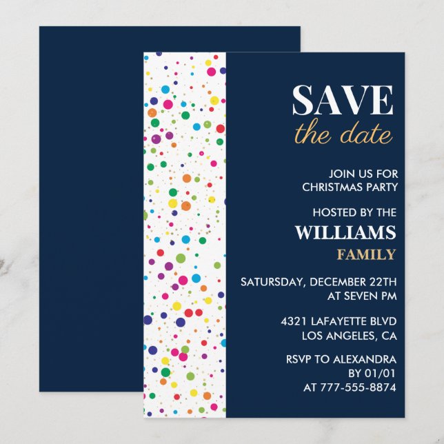 Christmas Party Save the date Confetti Invitation (Front/Back)